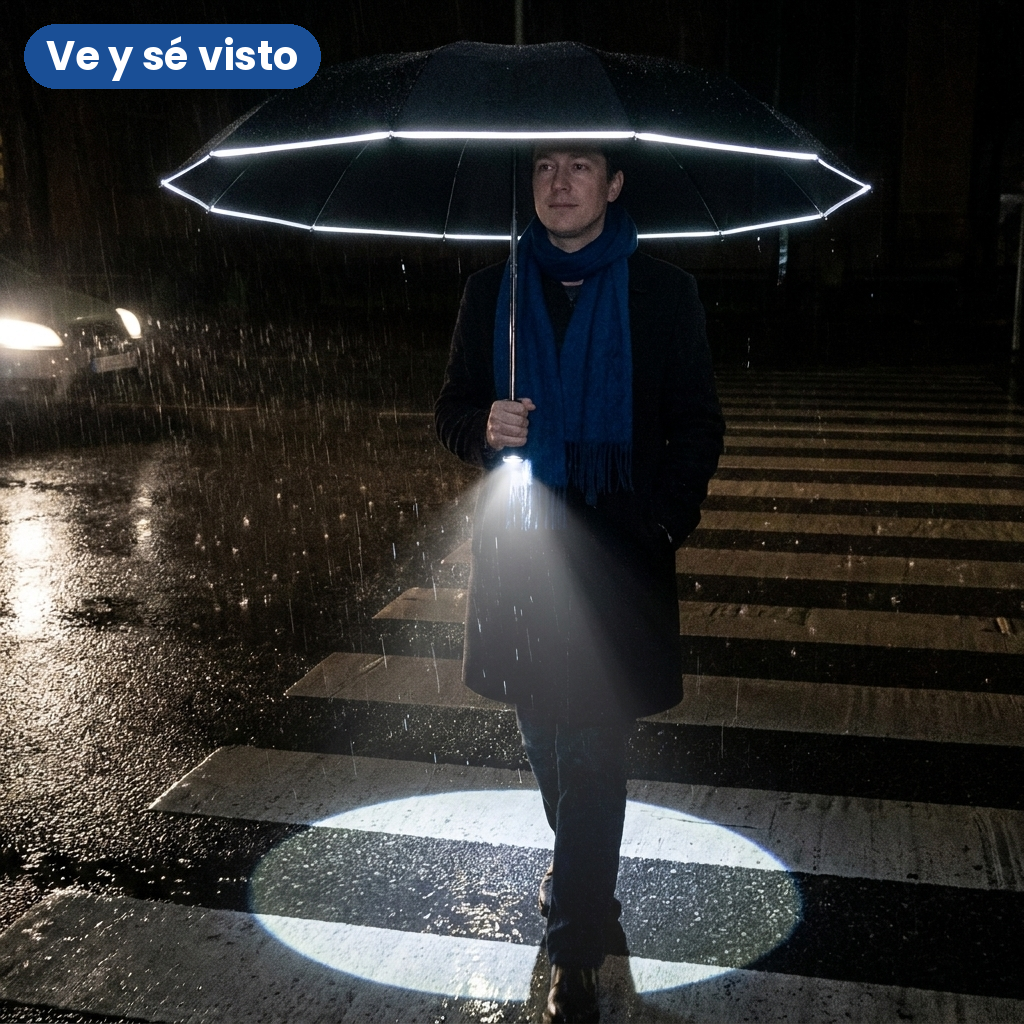 Paraguas inverso con linterna LED