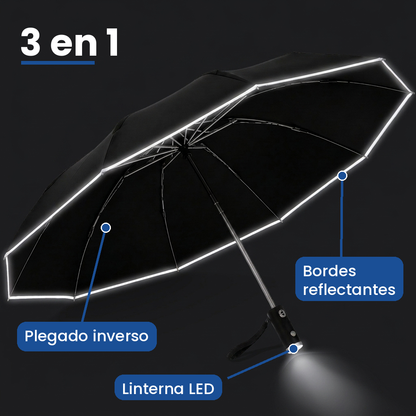 Paraguas inverso con linterna LED