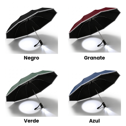 Paraguas inverso con linterna LED
